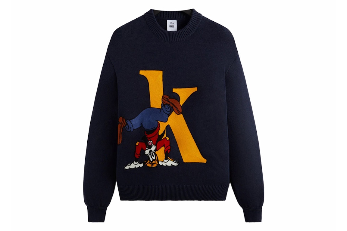 Pre-owned Kith X Disney Mickey & Friends Goofy K Crewneck Sweater Nocturnal