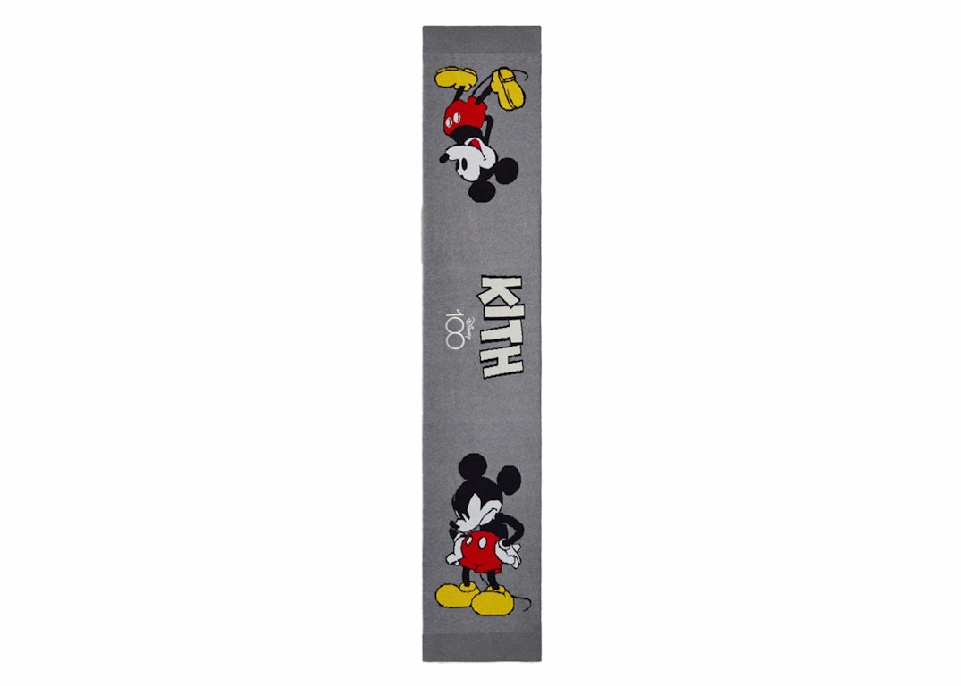 Pre-owned Kith X Disney Mickey & Friends Knitted Mickey Scarf Light Heather Grey