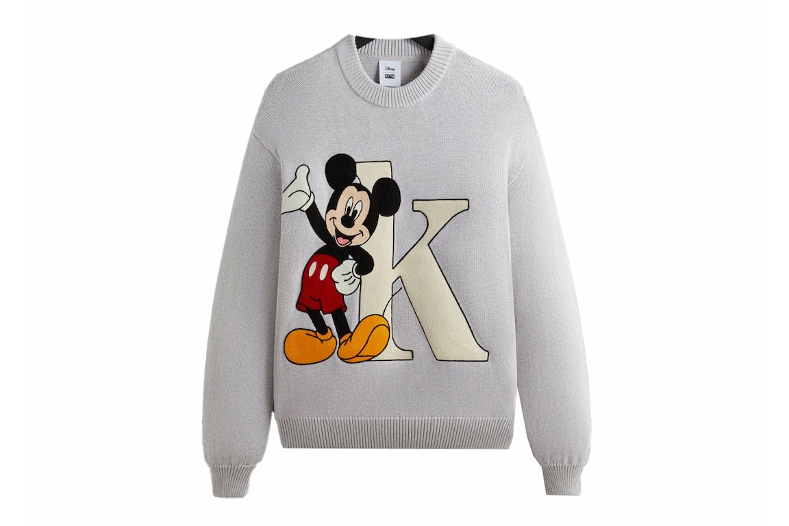 Pre-owned Kith X Disney Mickey & Friends Mickey K Crewneck Sweater Light Heather Grey