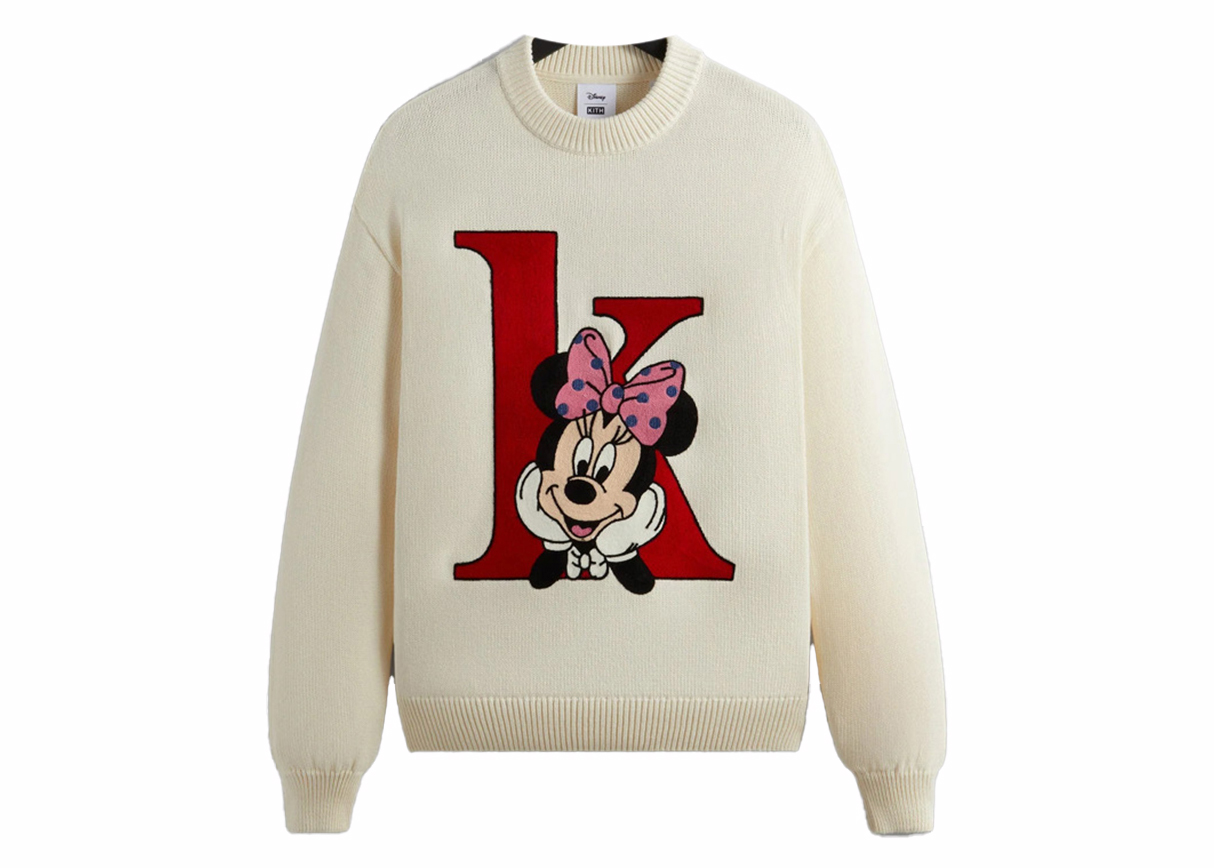 Kith x Disney Mickey & Friends Minnie K Crewneck Sweater Sandrift 