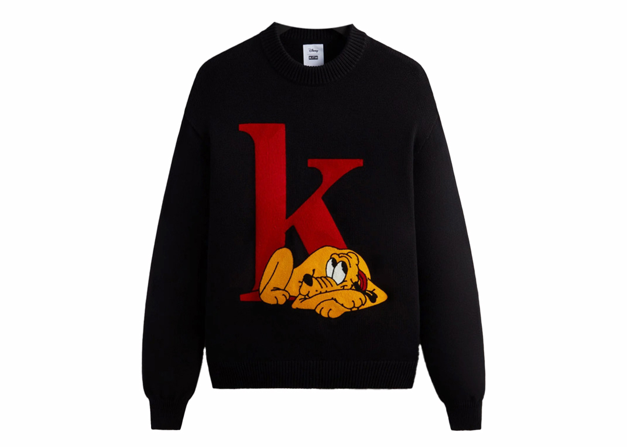 Kith x Disney Mickey & Friends Pluto K Crewneck Sweater Black ...