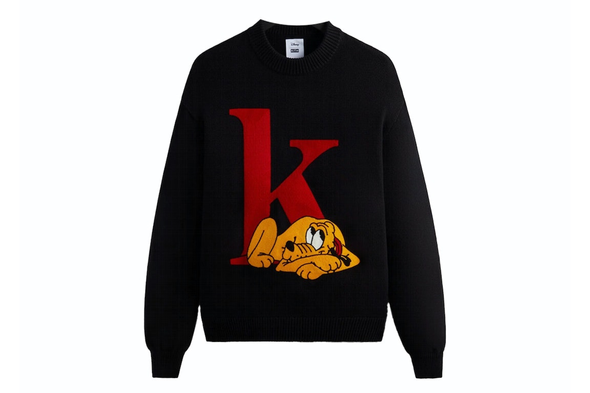 Pre-owned Kith X Disney Mickey & Friends Pluto K Crewneck Sweater Black
