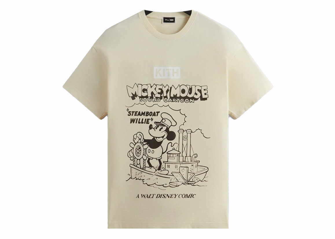 Kith x Disney Mickey & Friends Steamboat Willie Vintage Tee Sandrift