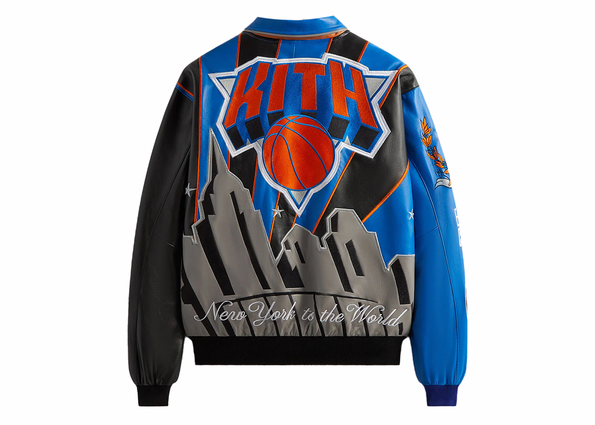 Kith x Jeff Hamilton New York Knicks Leather Varsity Jacket Black Men's -  FW23 - US