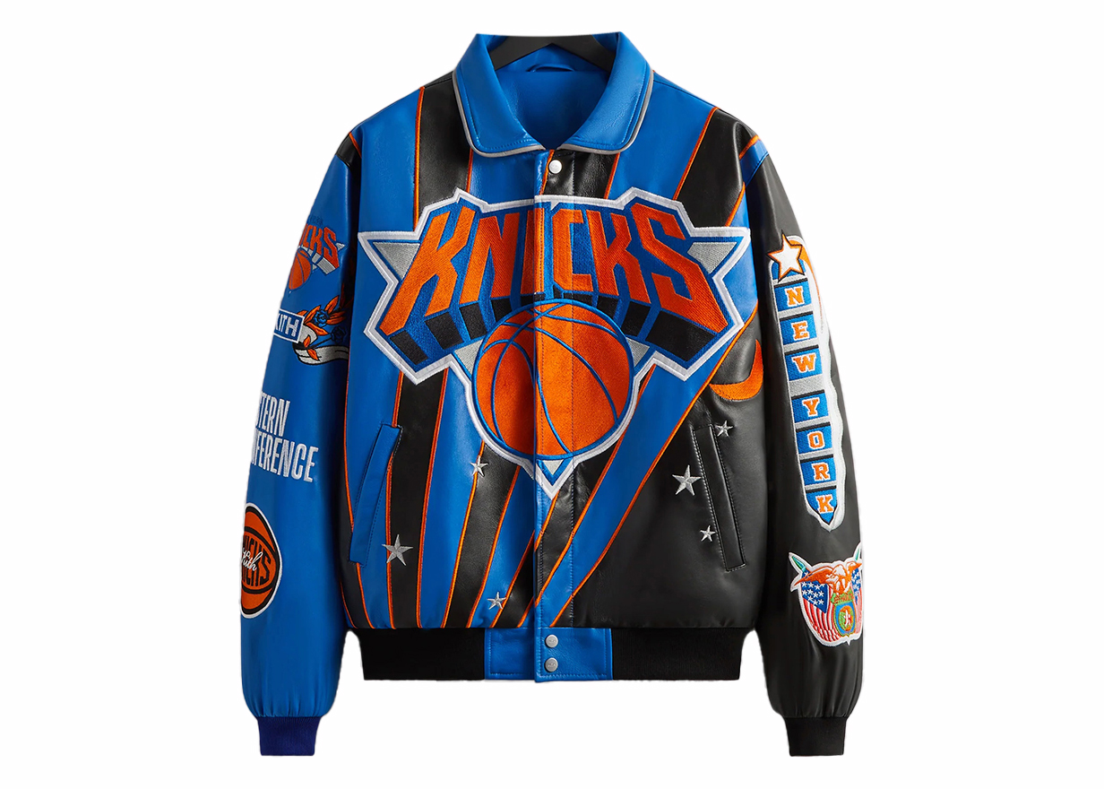 Kith x Jeff Hamilton New York Knicks Leather Varsity Jacket Black ...