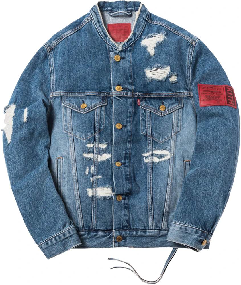 Kith x Levi's Strawberry Fields Patched Trucker Jacket Washed Blue - FW18 -  MX