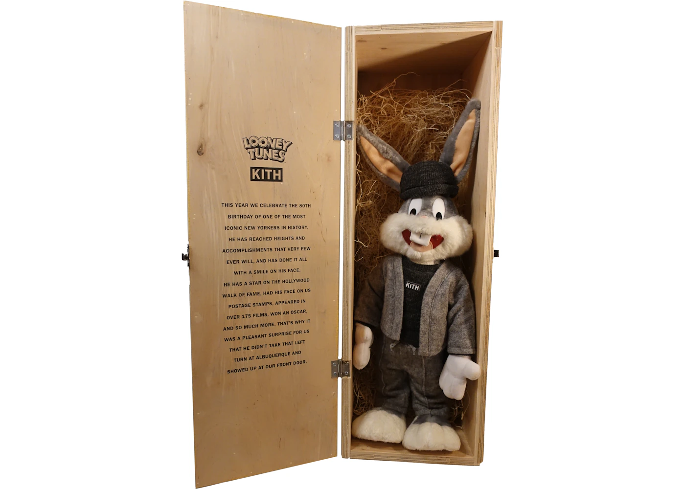 Kith x Looney Tunes F&F Wooden Box Bugs Bunny Plush Grey - US Kith x Looney Tunes F&F Wooden Box Bugs Bunny Plush Grey - US