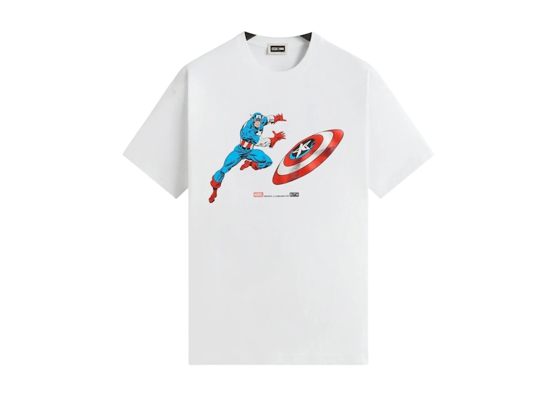 Kith x Marvel Captain America Vintage Tee White Men's - FW25 - US