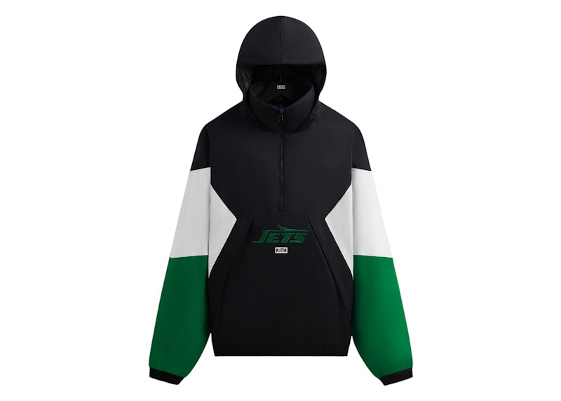 ☆ KITH x ‘47 NFL JETS hoodie コラボパーカー ☆ Kith x NFL 47 Jets Quarter Zip Anorak With Hood Black Men's