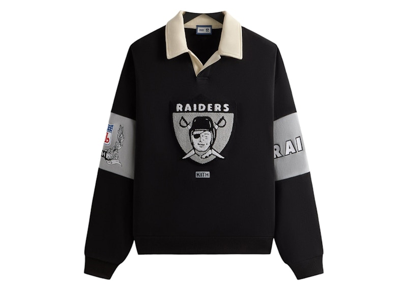 Pre-owned Kith Men's  X Nfl 47 Raiders Nelson Collared Pullover In Black