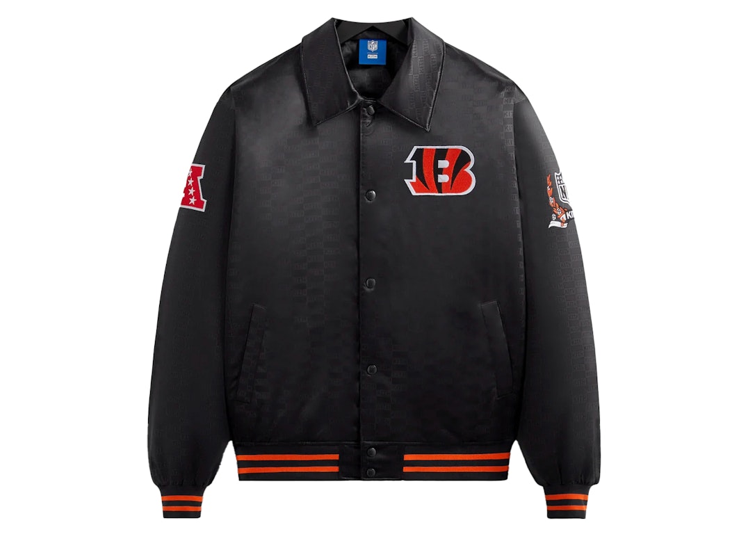 Pre-owned Kith X Nfl Bengals Satin Bomber Jacket Black