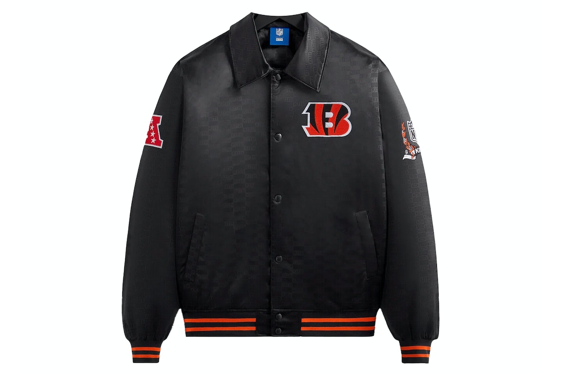 Pre-owned Kith X Nfl Bengals Satin Bomber Jacket Black