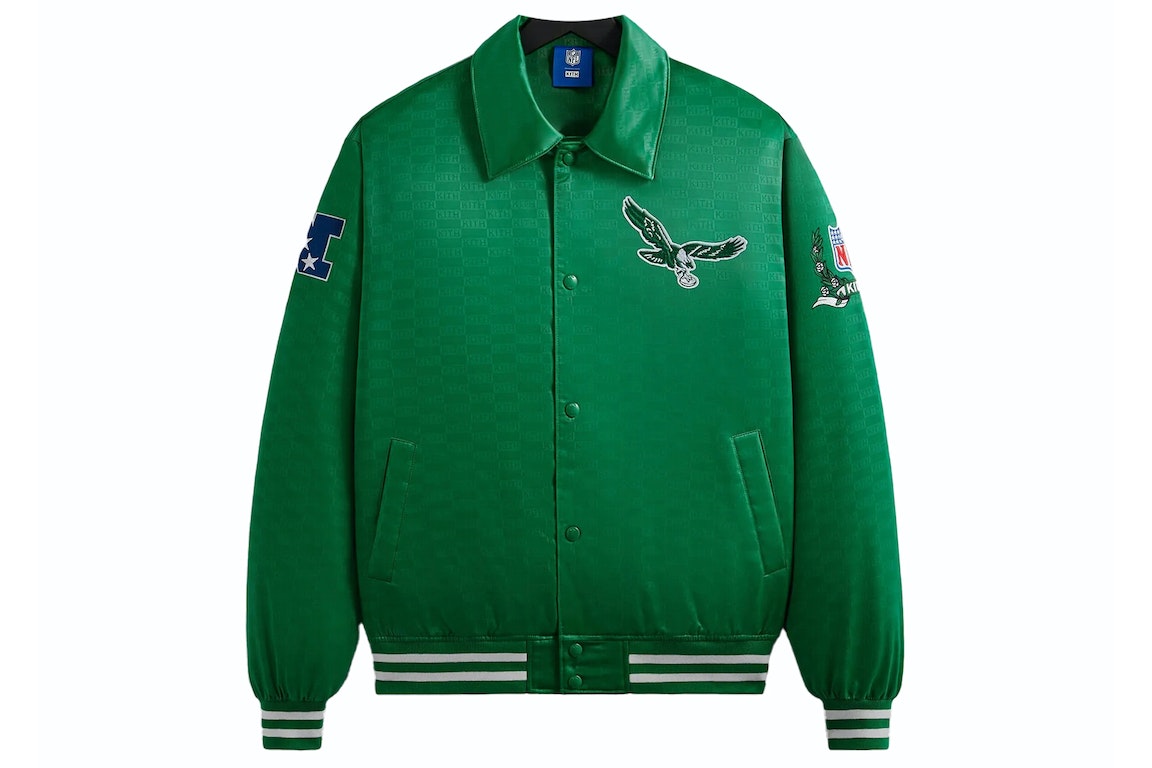 Pre-owned Kith X Nfl Eagles Satin Bomber Jacket Parrot