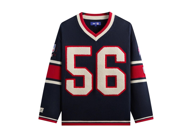 Pre-owned Kith Men's  X Nfl New York Giants Vneck Beau Knit Sweater In Nocturnal In Black