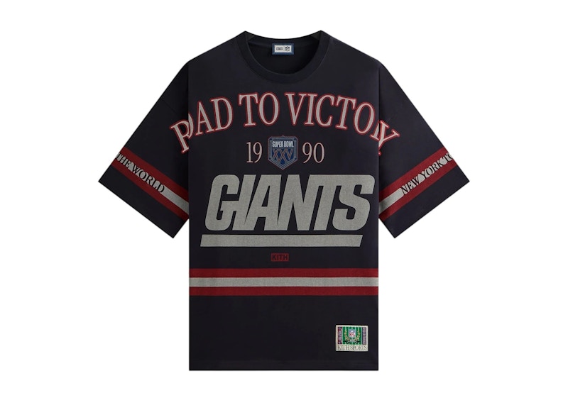 Pre-owned Kith Men's X Nfl New York Giants Victory Vintage Bishop Tee Shirt In Ink In Black