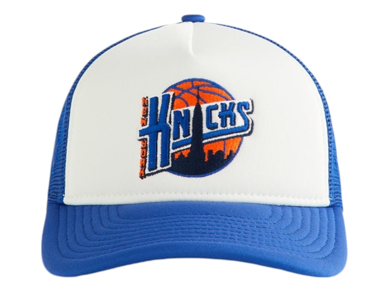 Pre-owned Kith X New Era New York Knicks Kids Skyline Trucker Cap In Royal