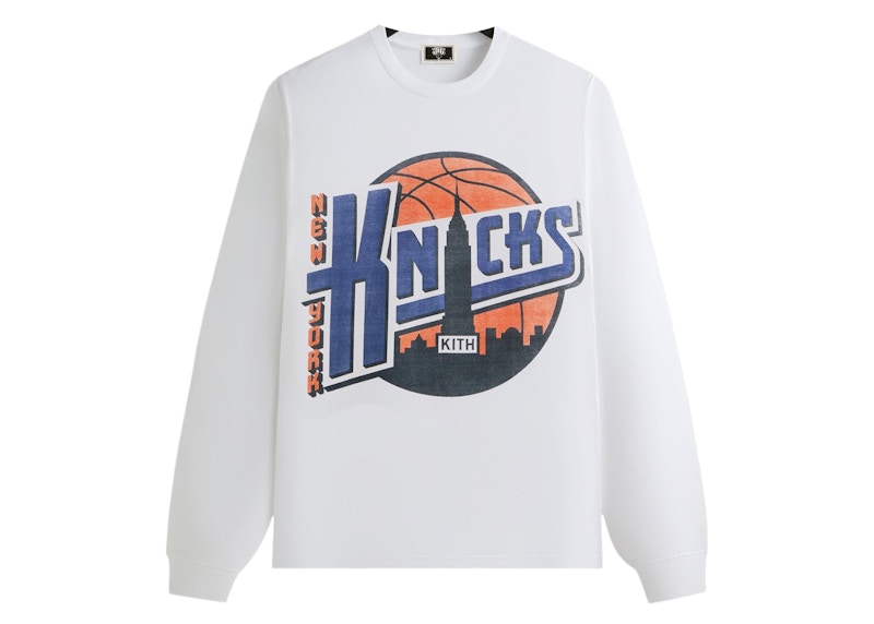 Kith x New York Knicks City Vintage Long Sleeve Tee White Men's - FW24 - US