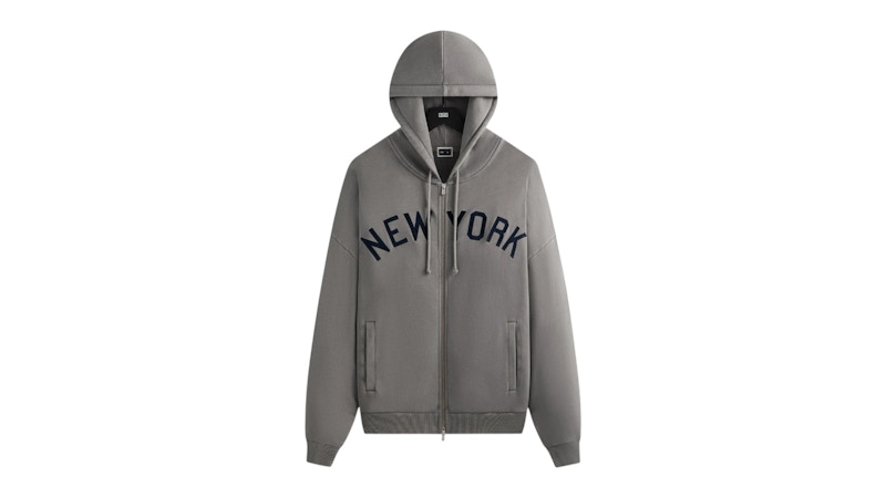 Pre-owned Kith Men's X New York Yankees Braxton Full Zip Hoodie In Statue In Gray