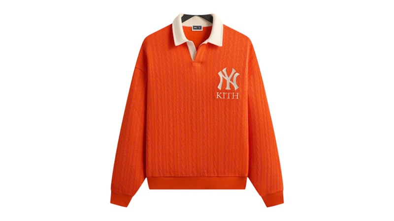 Pre-owned Kith Men's  X New York Yankees Cable Fleece Nelson Sweatshirt In Poppy In Red