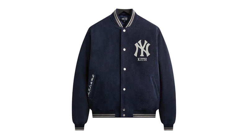 Pre-owned Kith Men's  X New York Yankees Suede Porter Bomber Jacket In Nocturnal In Black