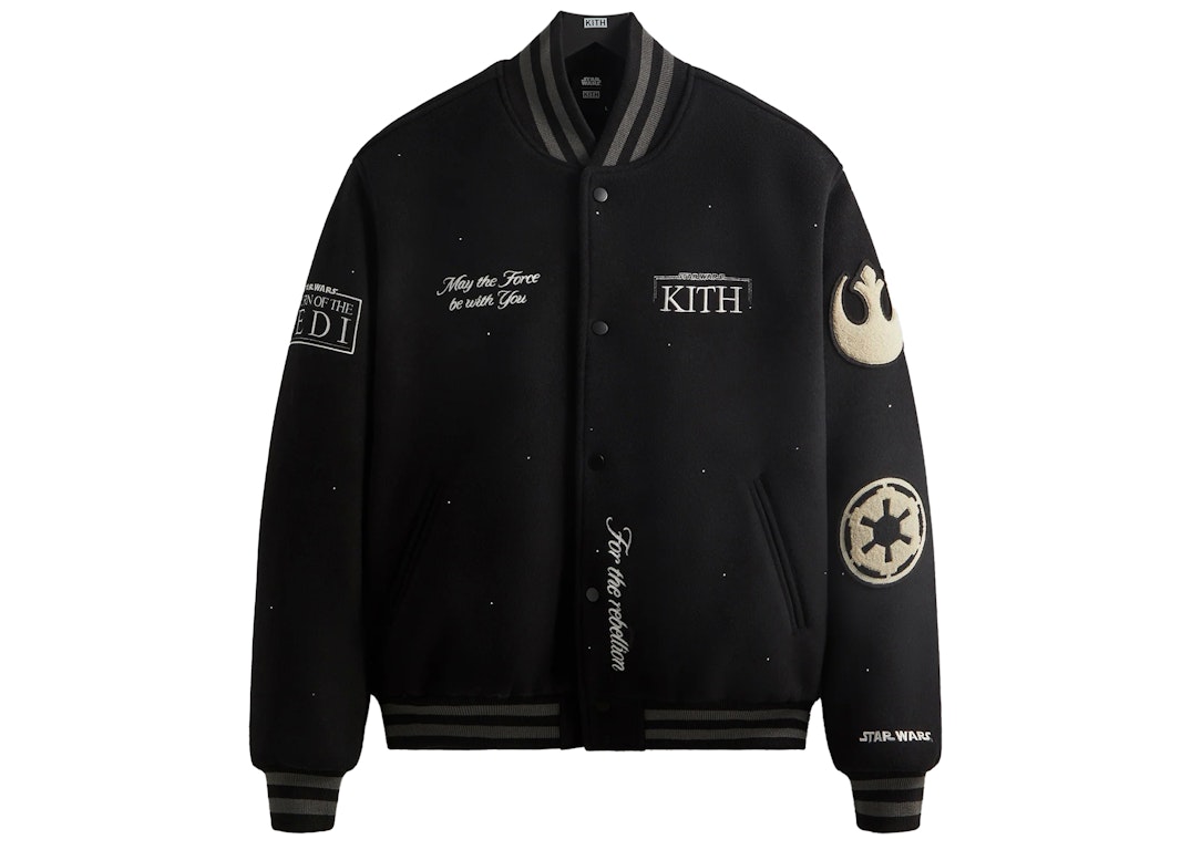 Pre-owned Kith X Star Wars Swarovski Crystals Anniversary Varsity Jacket Black