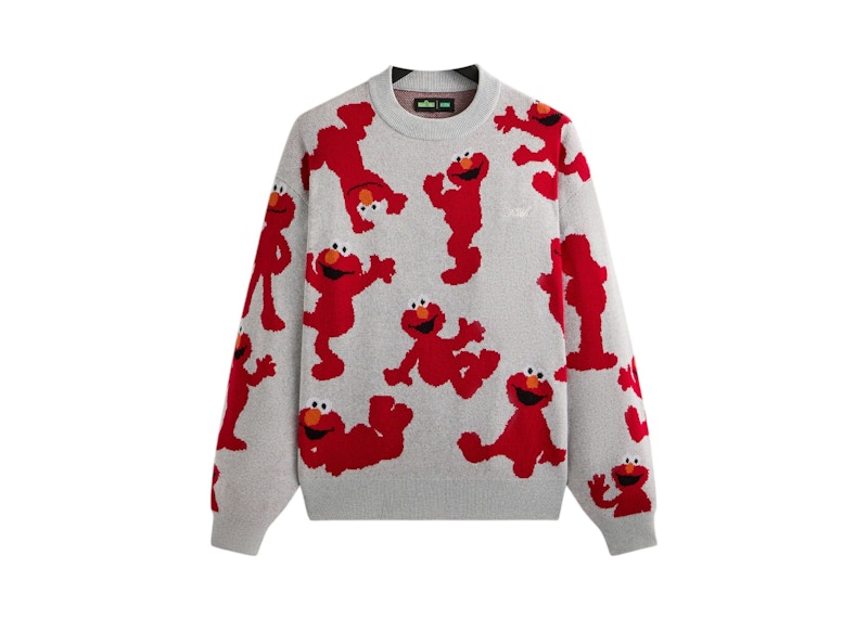 Kith x Sesame Street Elmo Intarsia Crewneck Sweater Light Kith x Sesame Street Elmo Intarsia Crewneck Sweater Light