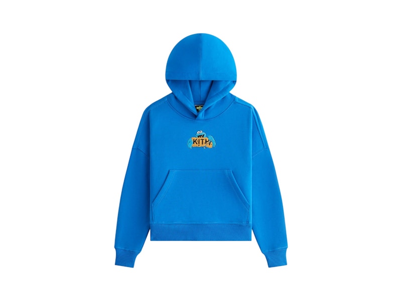Pre-owned Kith X Sesame Street Kids Cookie Monster Nelson Hoodie In Voyage