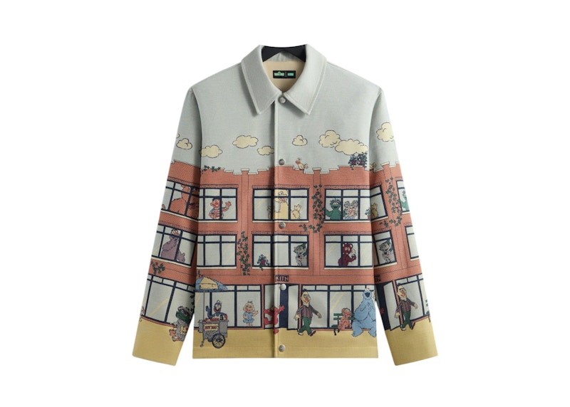 Pre-owned Kith Men's  X Sesame Street Lafayette St Tapestry Jacket In Powder