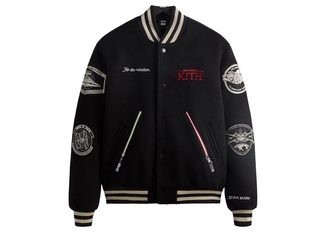 Pre-owned Kith X Star Wars Jedi Varsity Jacket Black Ph