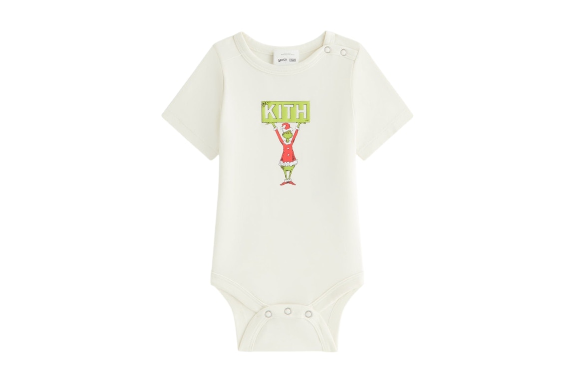 Pre-owned Kith X The Grinch Baby Classic Logo Bodysuit Sandrift