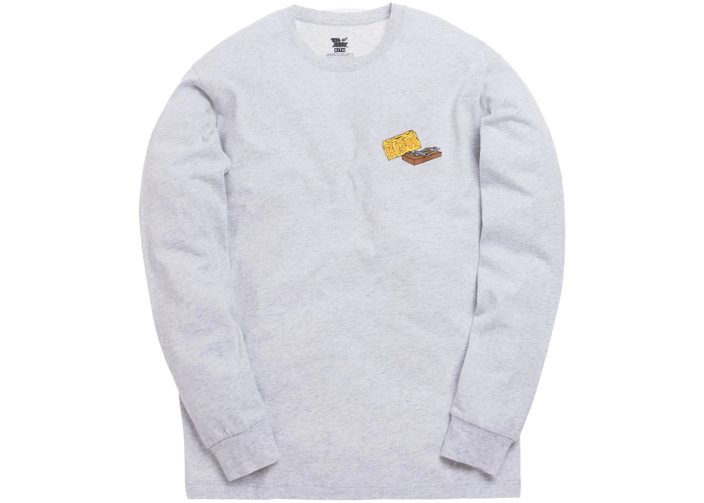 Kith x Tom & Jerry L/S Cheese Tee Light Heather Grey Men's - SS19 - US
