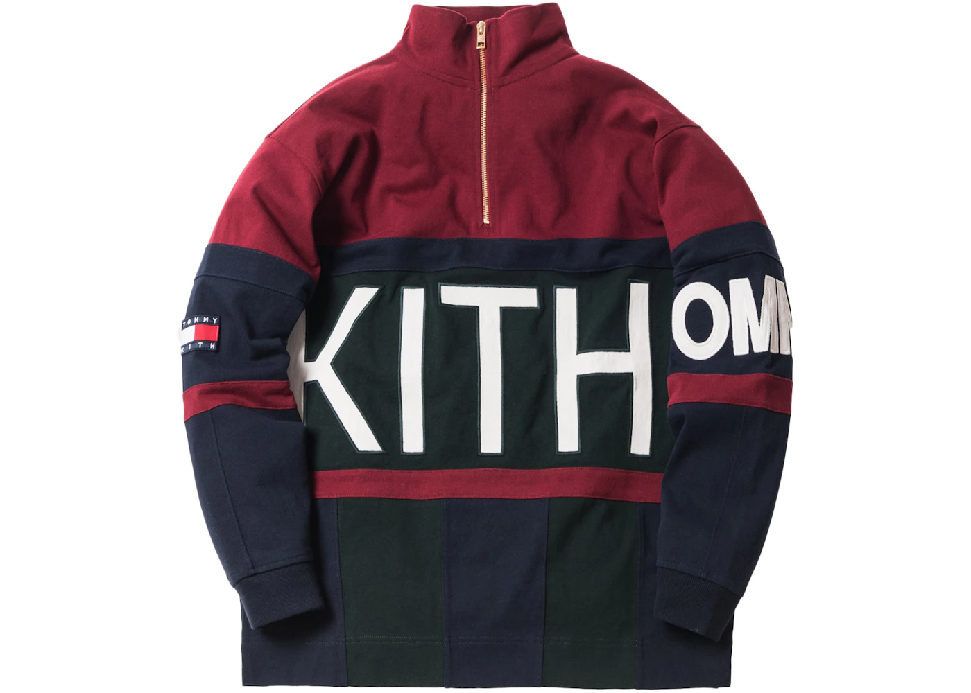 Kith x Tommy Hilfiger Color Block Logo Quarter-Zip Burgundy Men's ...