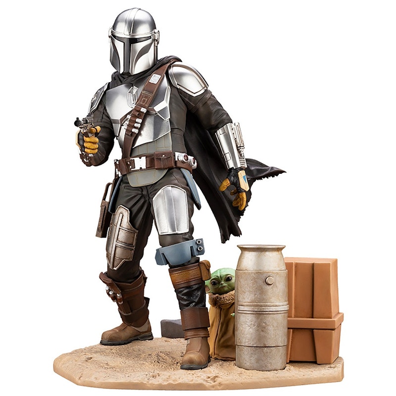 Kotobukiya Artfx Star Wars The Mandalorian And The Child Statue Figure  Silver