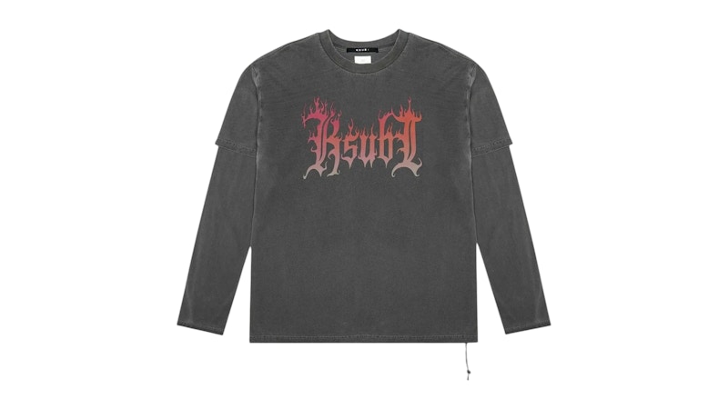 Pre-owned Ksubi Men's Fuego Layered Long Sleeve Tee Shirt In Black
