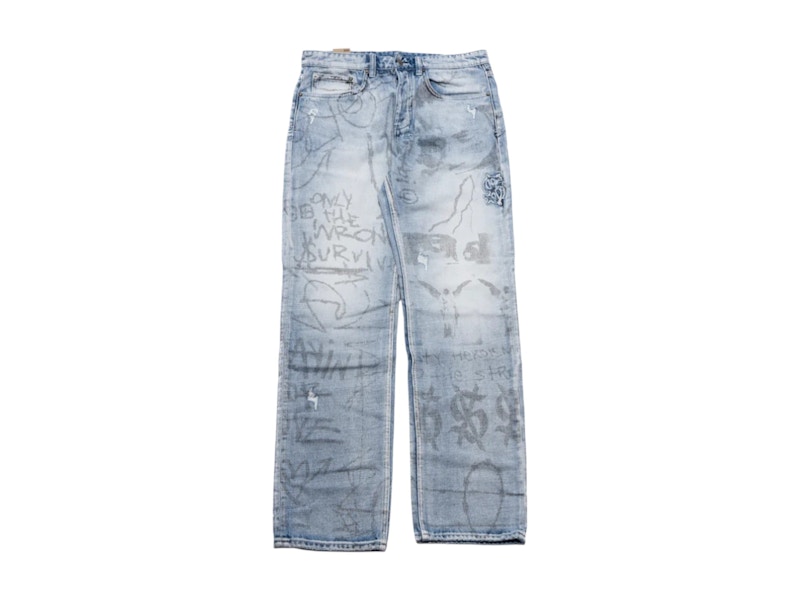 Pre-owned Ksubi Men's X Trippie Redd Anti K Devils Jean In Light Blue