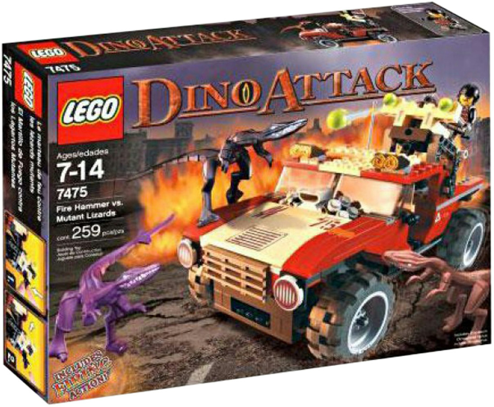 chokerende Udførelse hulkende LEGO Dino Attack Fire Hammer vs. Mutant Lizards Set 7475 - US
