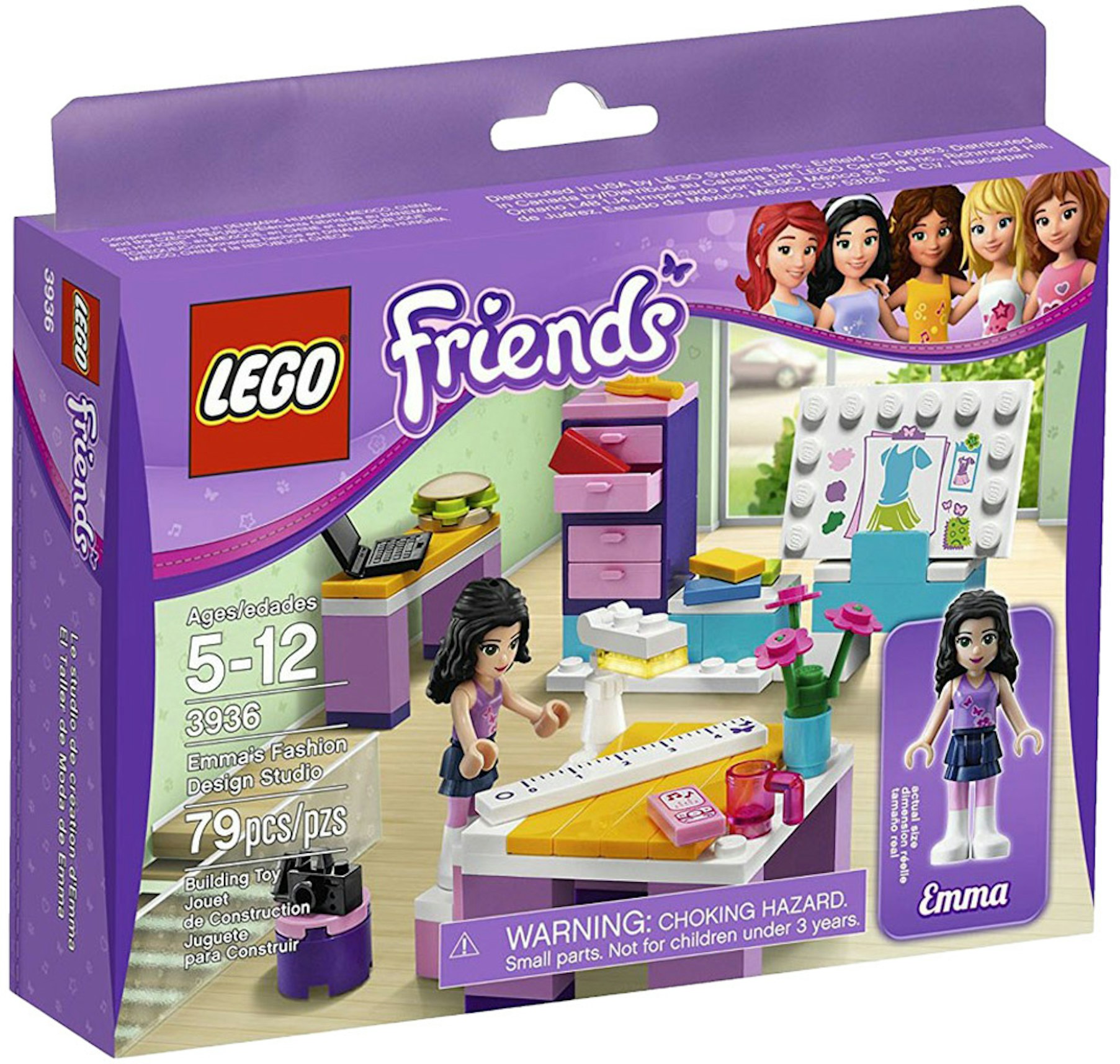 dybtgående foran vask LEGO Friends Emma's Fashion Design Studio Set 3936 - US