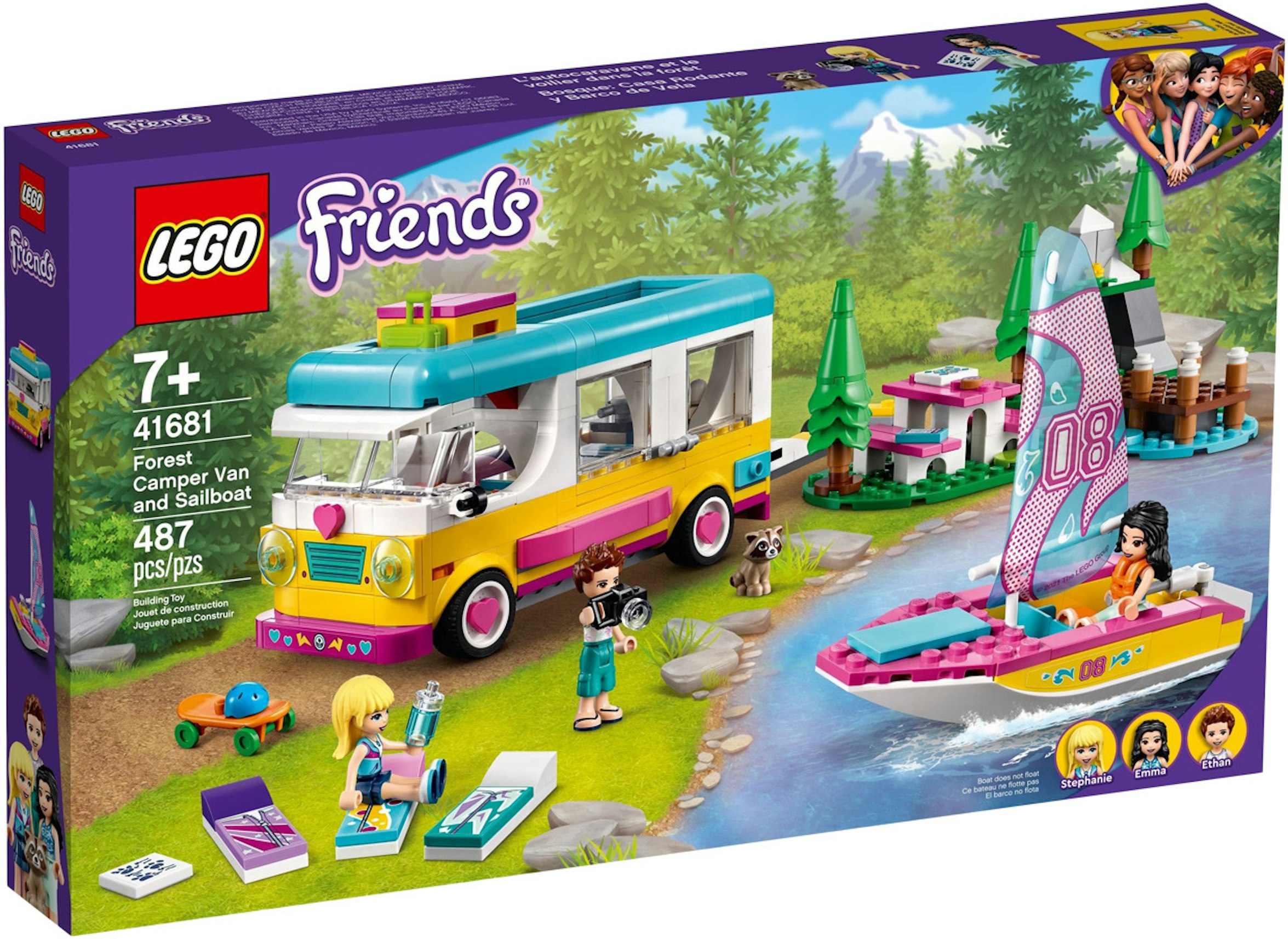 LEGO Friends Forest Camper Van and Sailboat Set 41681 -