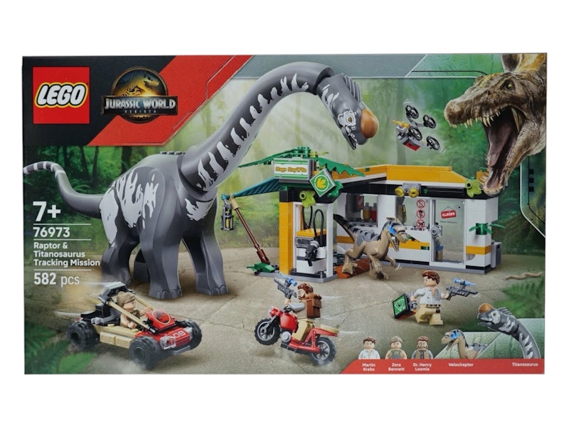 Set di missioni di tracciamento di Raptor e Titanosaurus LEGO Jurassic World 76973