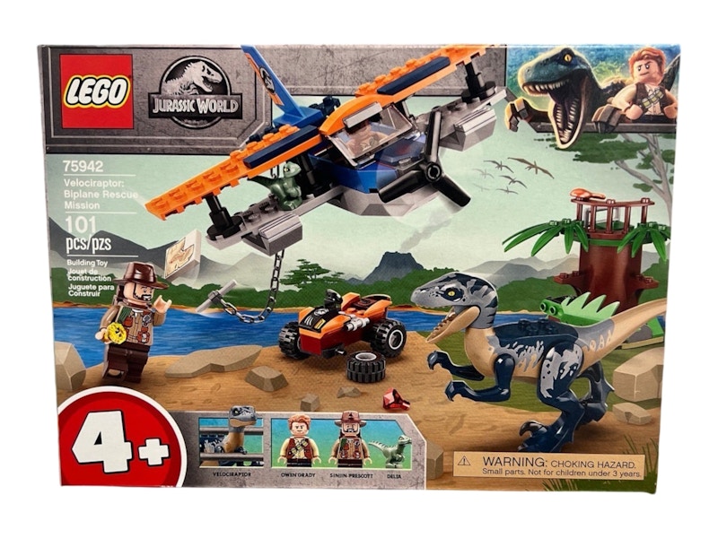 LEGO Jurassic World Velociraptor: Set Missione di Salvataggio Biplano 75942