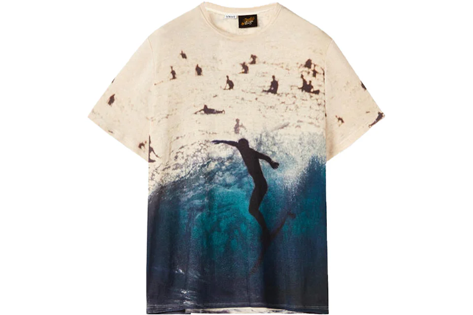 LOEWE All-over Surf Print T-Shirt Ecru/Navy Blue