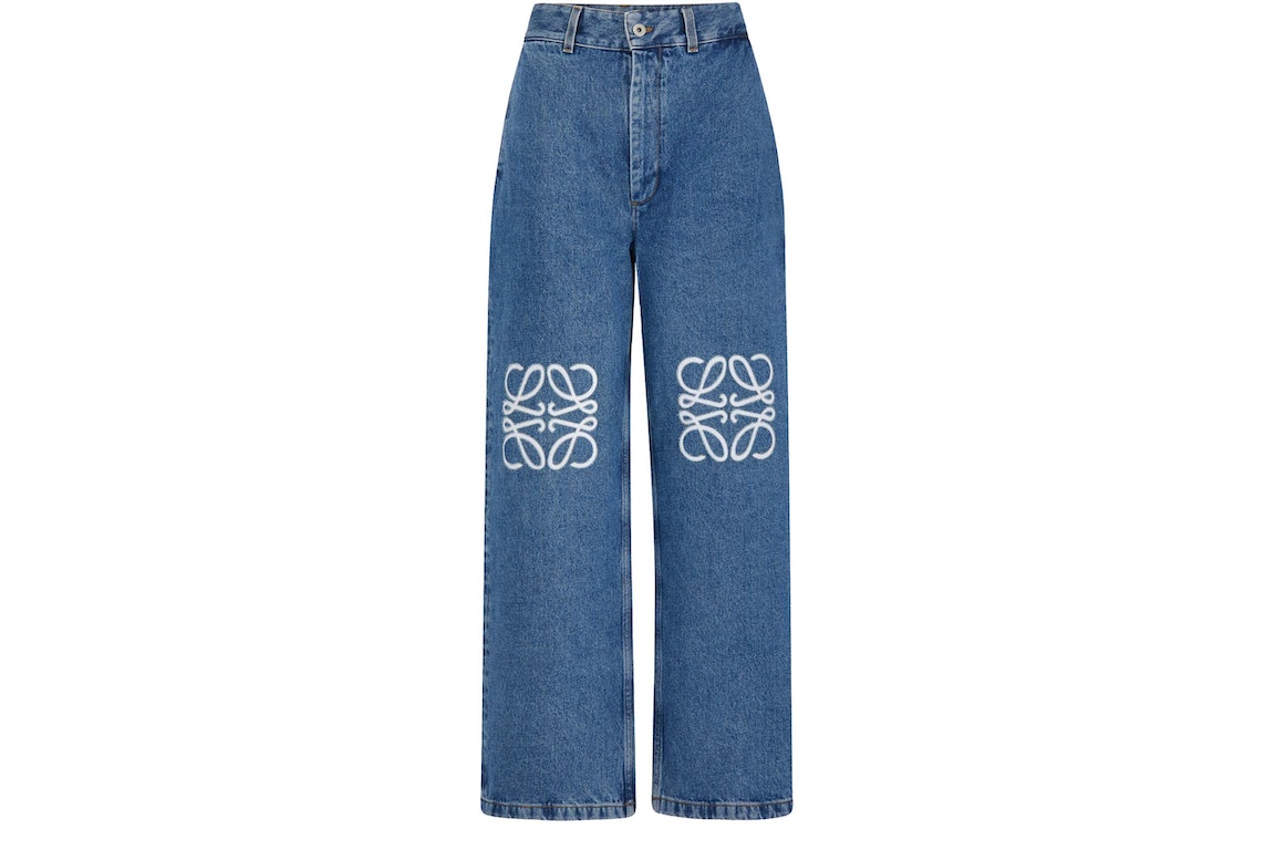 Pre-owned Loewe Anagram Baggy Jeans In Denim Blue