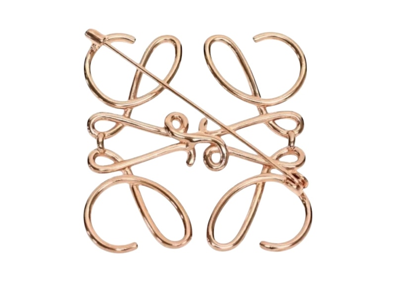 LOEWE Anagram Brooch Gold