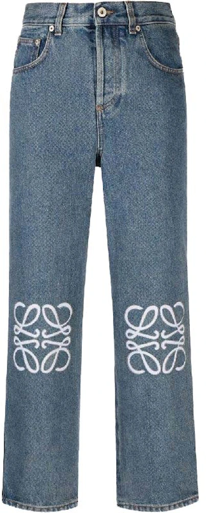 LOEWE Anagram Cropped Jeans in Denim Mid Blue - SS23 - US