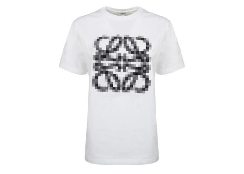LOEWE Anagram Pixellated T-shirt in Cotton Jersey White/Black