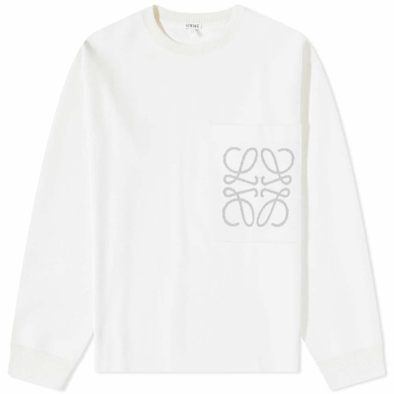 LOEWE Anagram Pocket Cotton And Viscose Sweater Soft White Men's