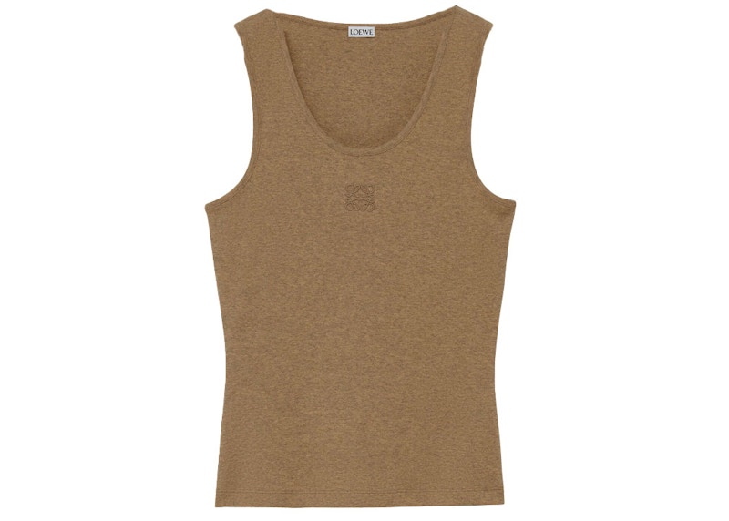 Pre-owned Loewe Women's Anagram Tank Top In Cotton In Taos Taupe