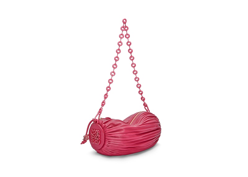 Pre-owned Loewe Women's Bracelet Pouch In Pleated Nappa In Ruby Red Glaze
