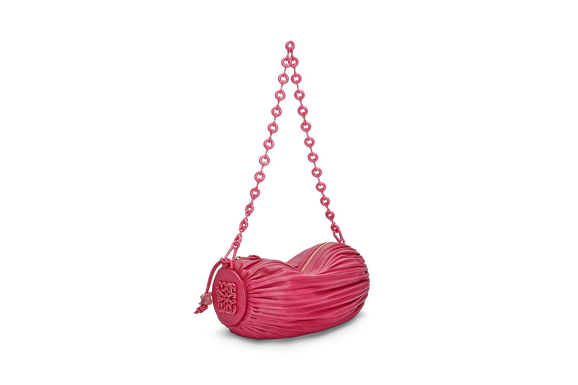 Pre-owned Loewe Bracelet Pouch In Pleated Nappa Ruby Red Glaze