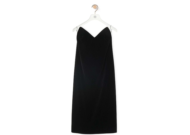 Pre-owned Loewe Women's Bustier Dress In Cotton Velvet In Black
